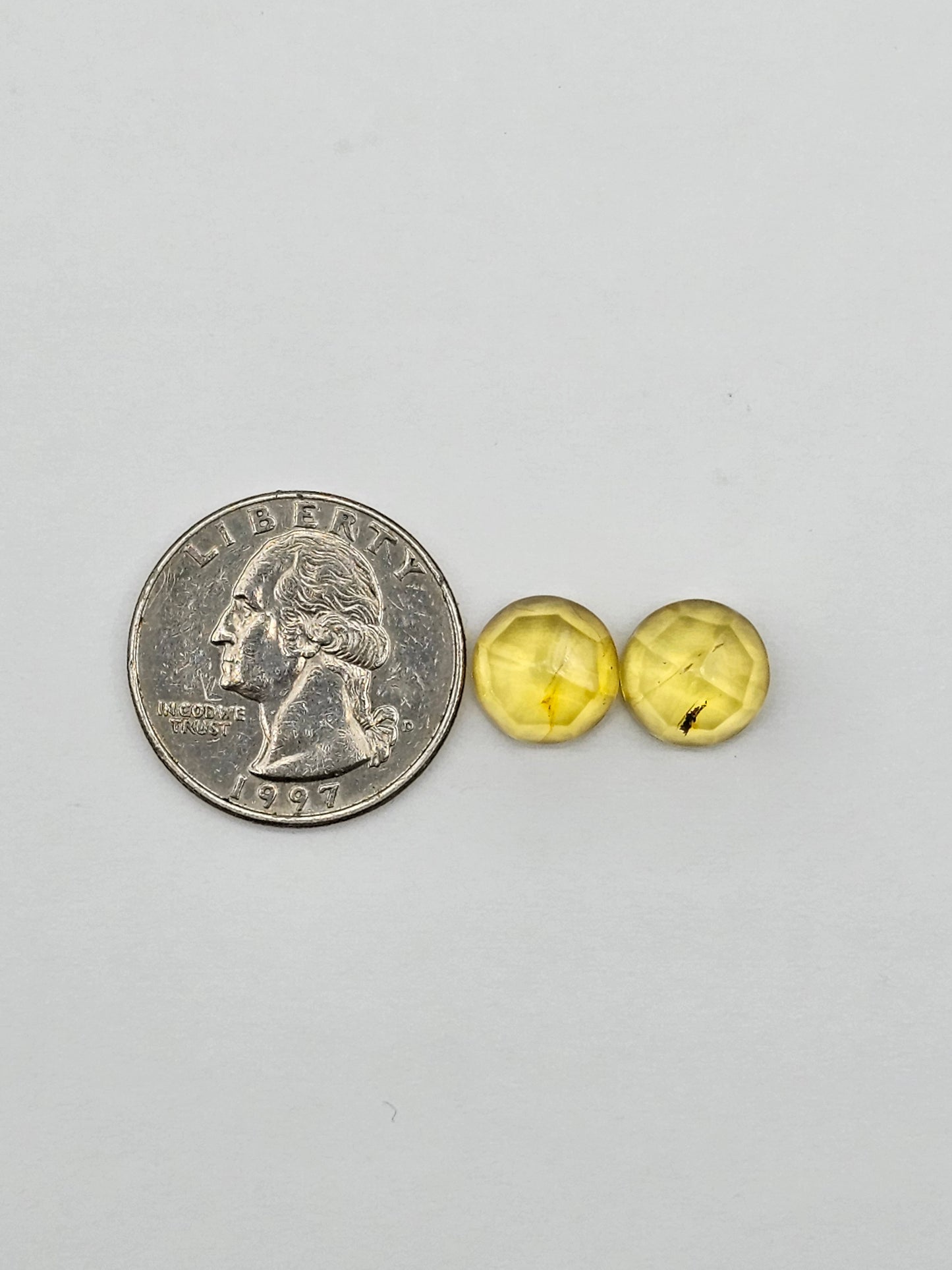 Amber authentic cabochon pair large