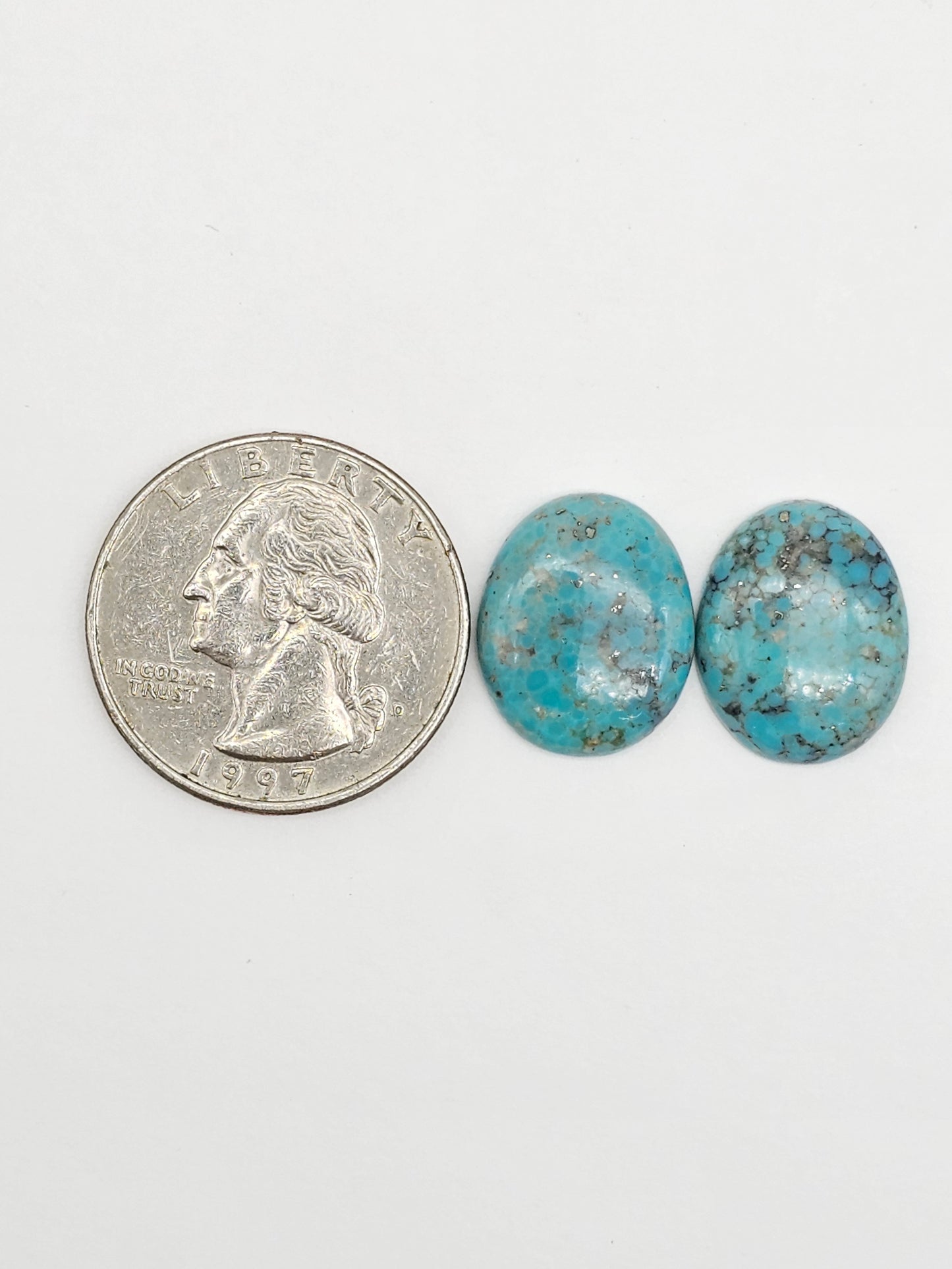 Mexican Turquoise Pair with Pyrite | Artisan Cut Gemstone