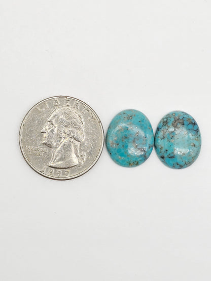 Mexican Turquoise Pair with Pyrite | Artisan Cut Gemstone