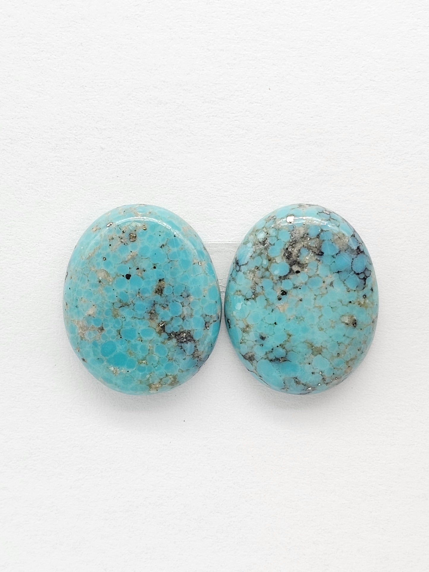 Mexican Turquoise Pair with Pyrite | Artisan Cut Gemstone