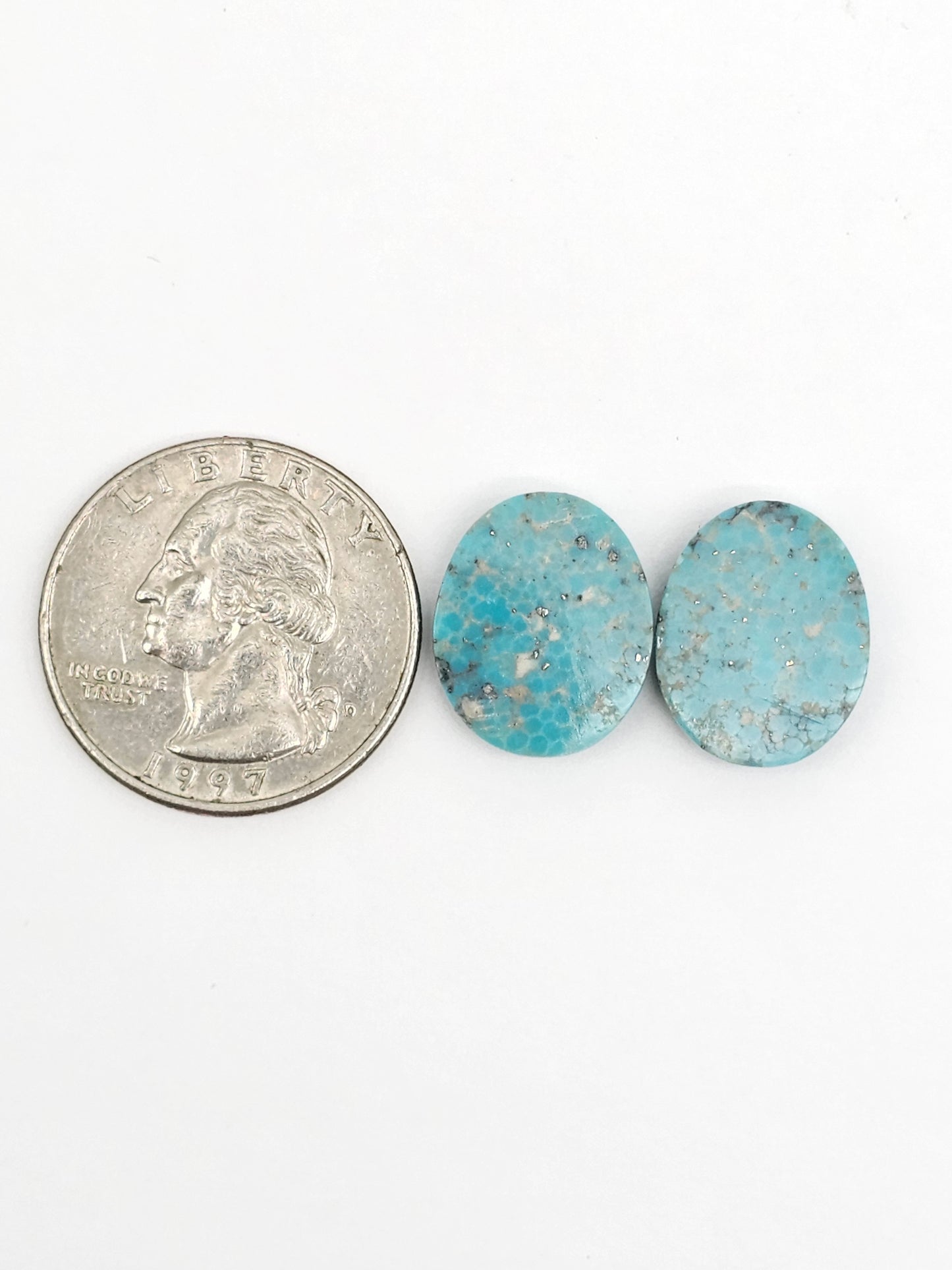Mexican Turquoise Pair with Pyrite | Artisan Cut Gemstone