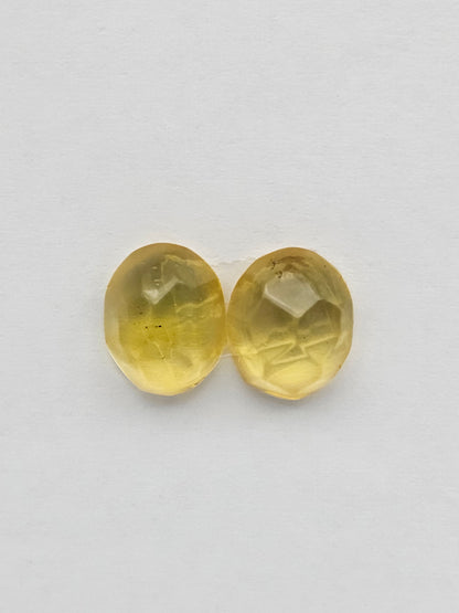 Amber faceted oval pair