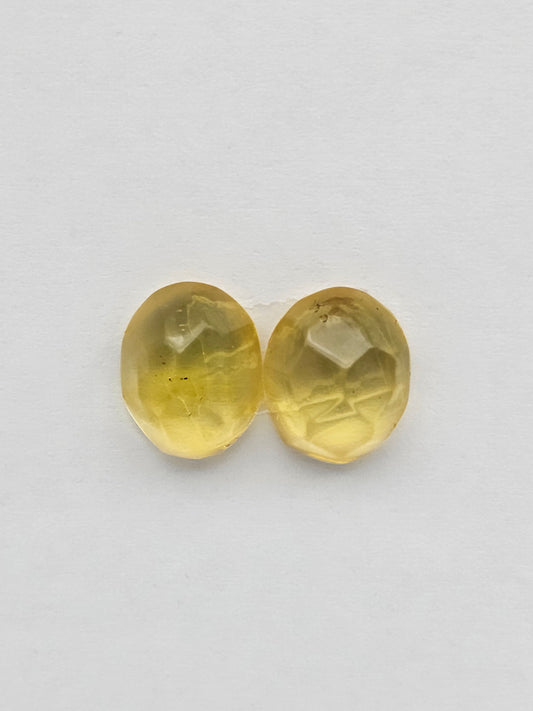 Amber faceted oval pair