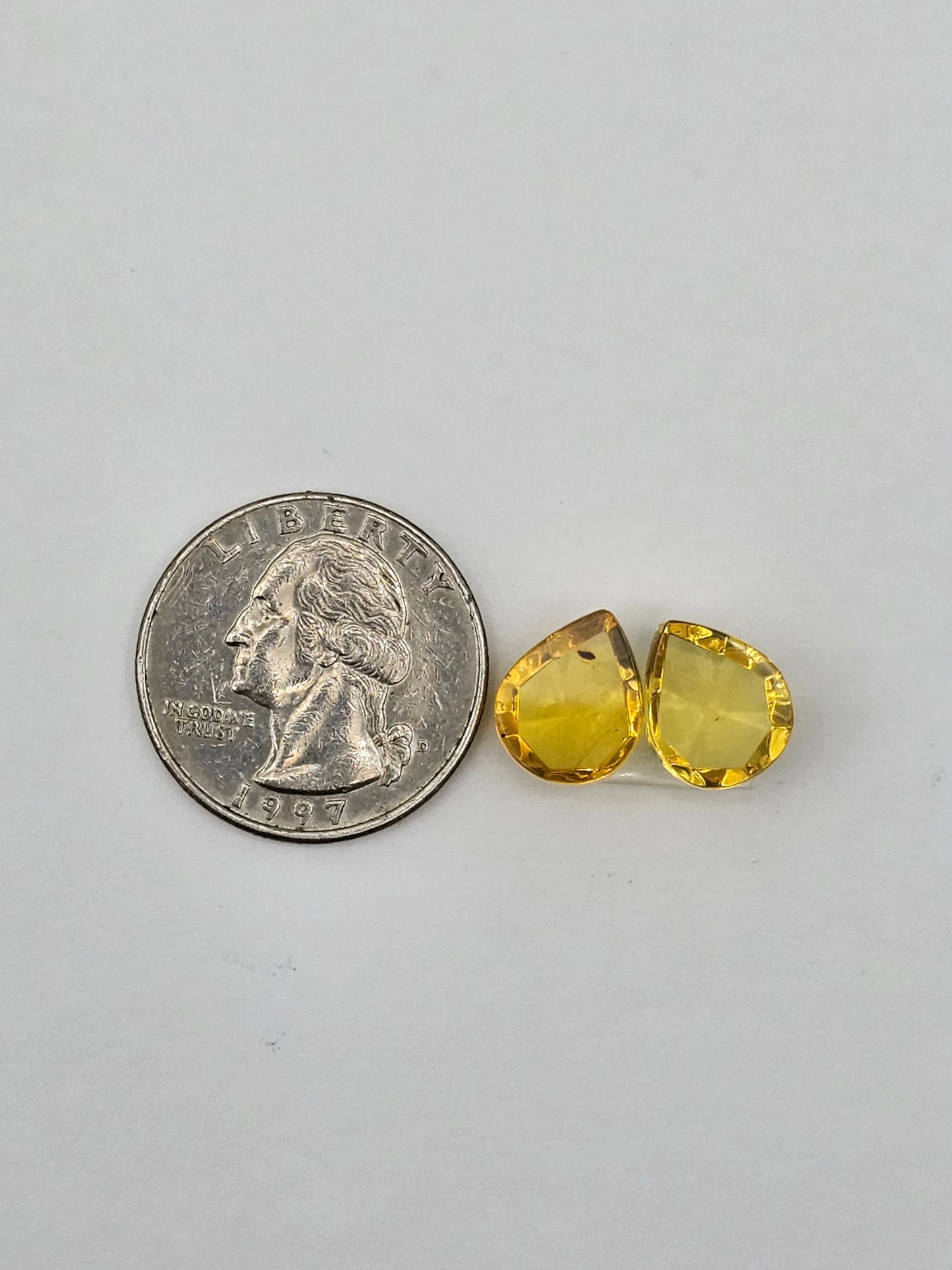 Amber faceted teardrop pair