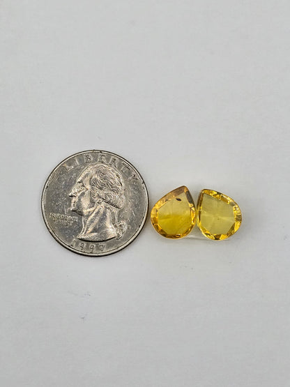 Amber faceted teardrop pair