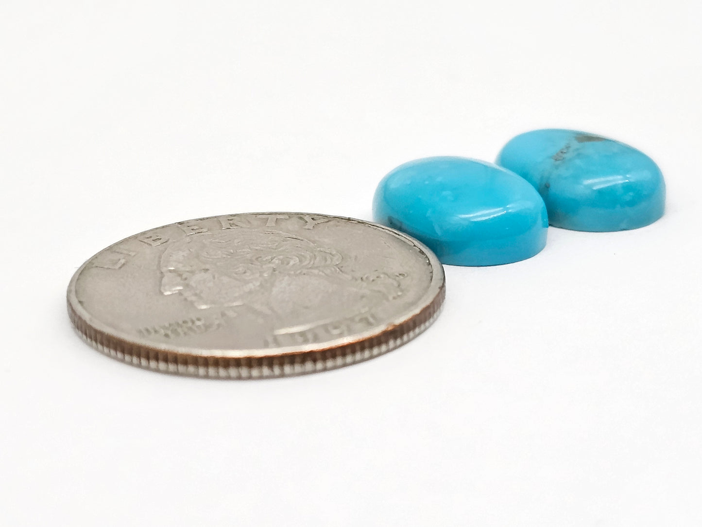 Mexican Turquoise Pair with Pyrite | Artisan Cut Gemstone