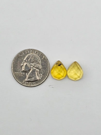 Amber faceted teardrop pair