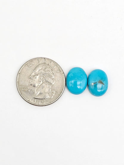 Mexican Turquoise Pair with Pyrite | Artisan Cut Gemstone