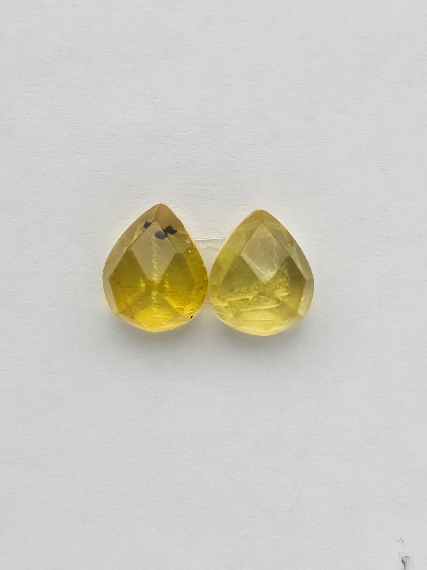 Amber faceted teardrop pair
