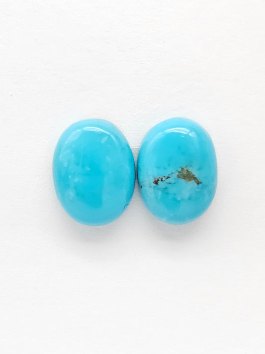Mexican Turquoise Pair with Pyrite | Artisan Cut Gemstone