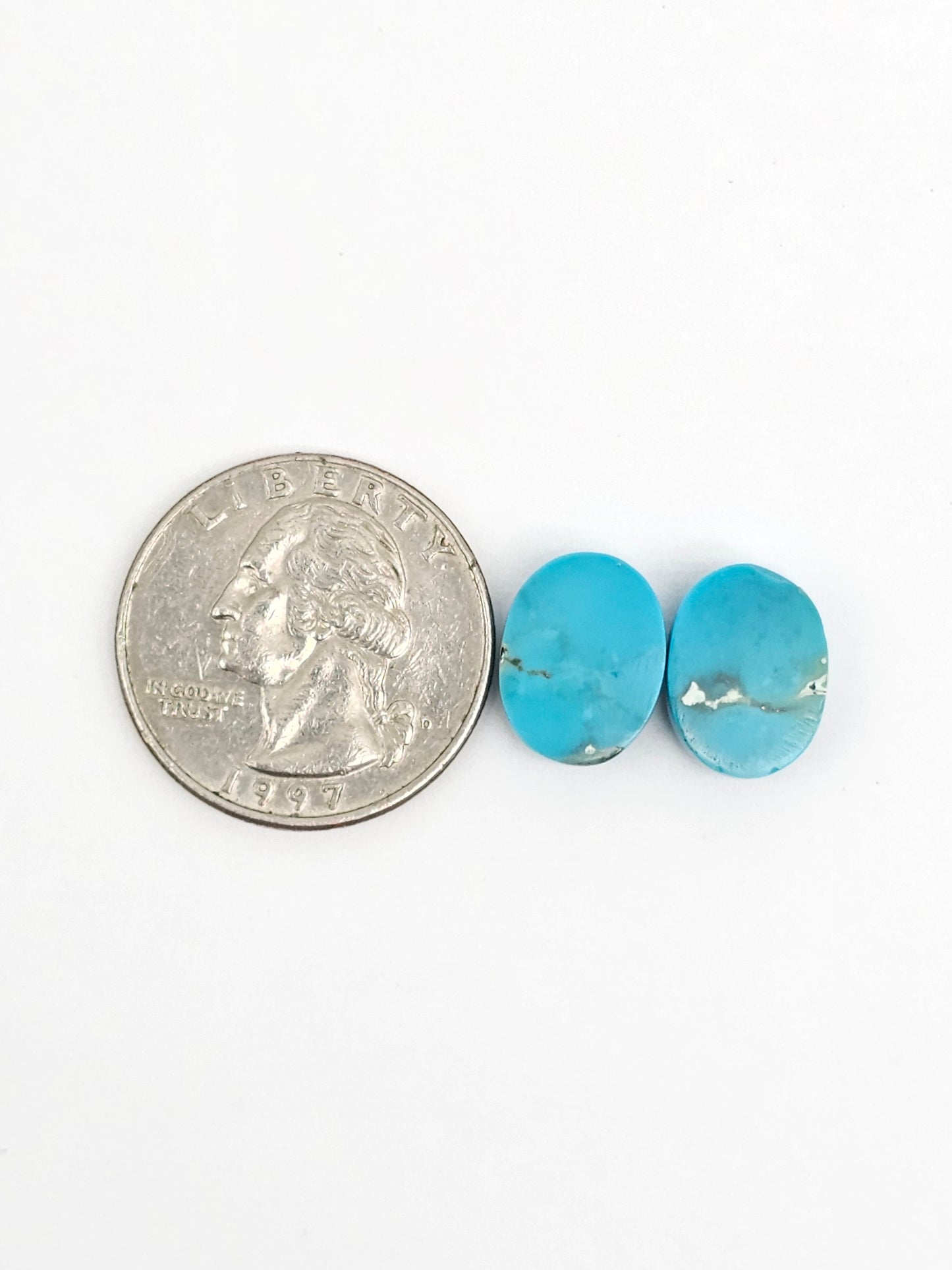 Mexican Turquoise Pair with Pyrite | Artisan Cut Gemstone