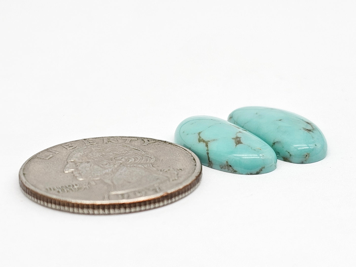 Mexican Turquoise Pair with Pyrite | Artisan Cut Gemstone