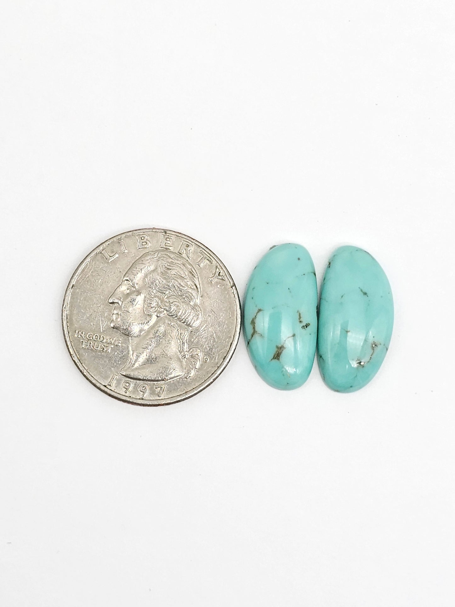 Mexican Turquoise Pair with Pyrite | Artisan Cut Gemstone