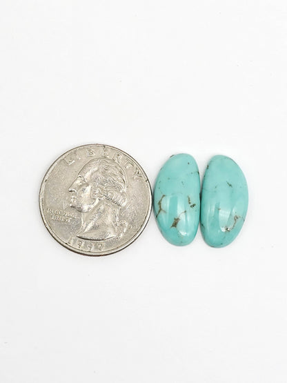 Mexican Turquoise Pair with Pyrite | Artisan Cut Gemstone