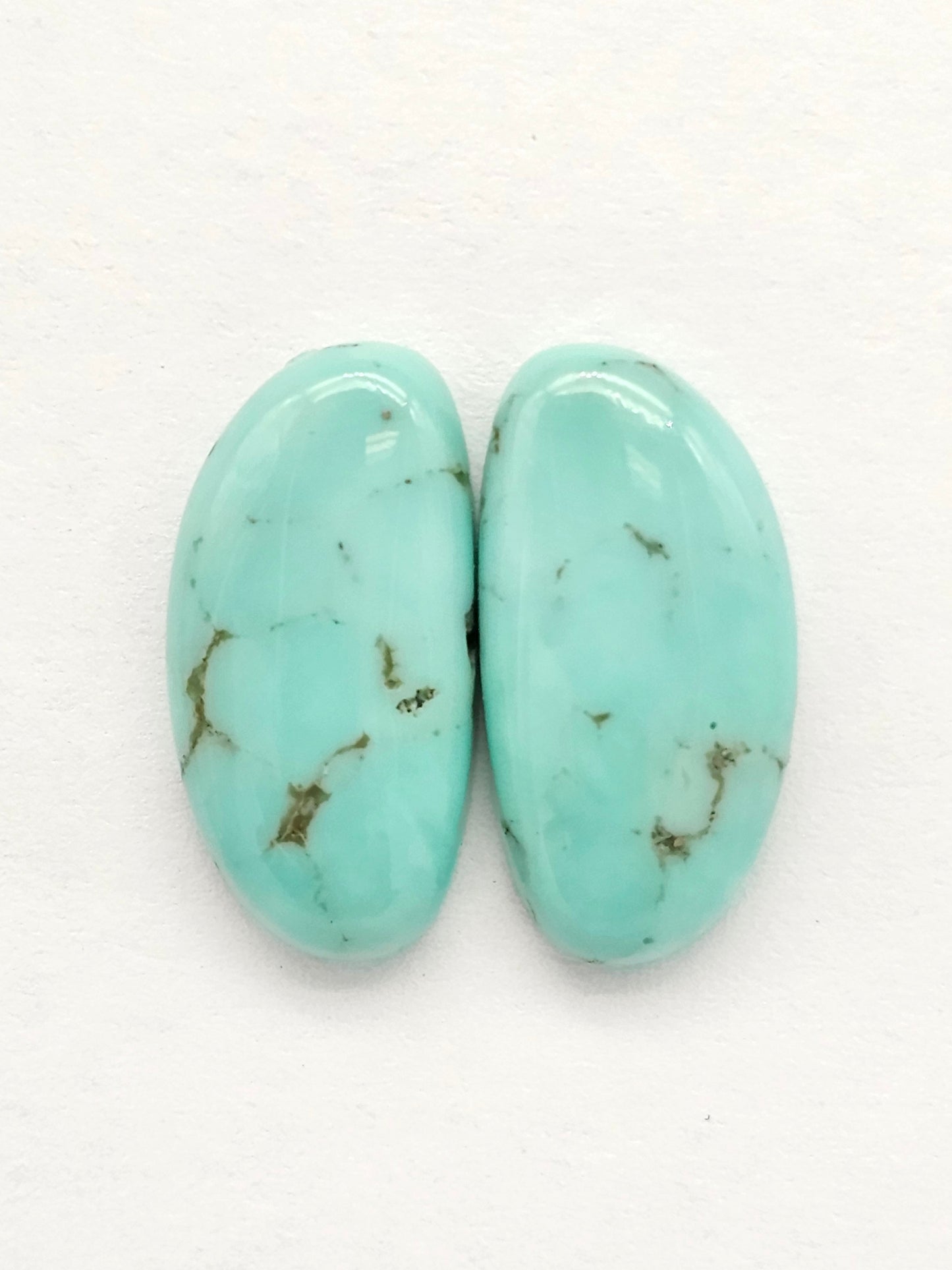 Mexican Turquoise Pair with Pyrite | Artisan Cut Gemstone