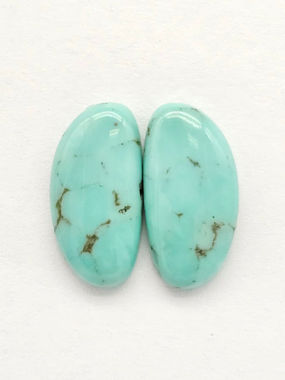 Mexican Turquoise Pair with Pyrite | Artisan Cut Gemstone