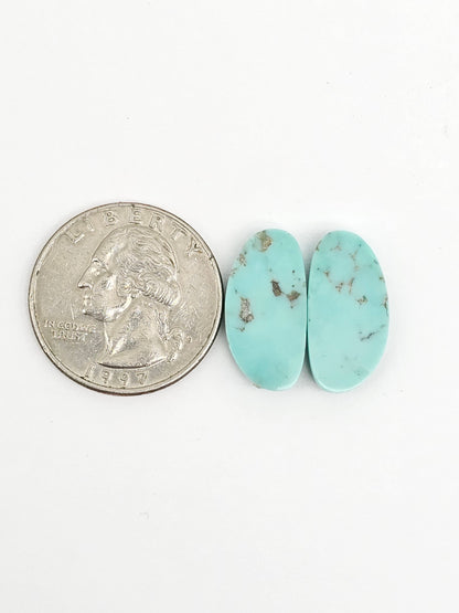 Mexican Turquoise Pair with Pyrite | Artisan Cut Gemstone