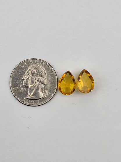 Amber faceted teardrop pair