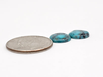 Mexican Turquoise Pair with Pyrite | Artisan Cut Gemstone