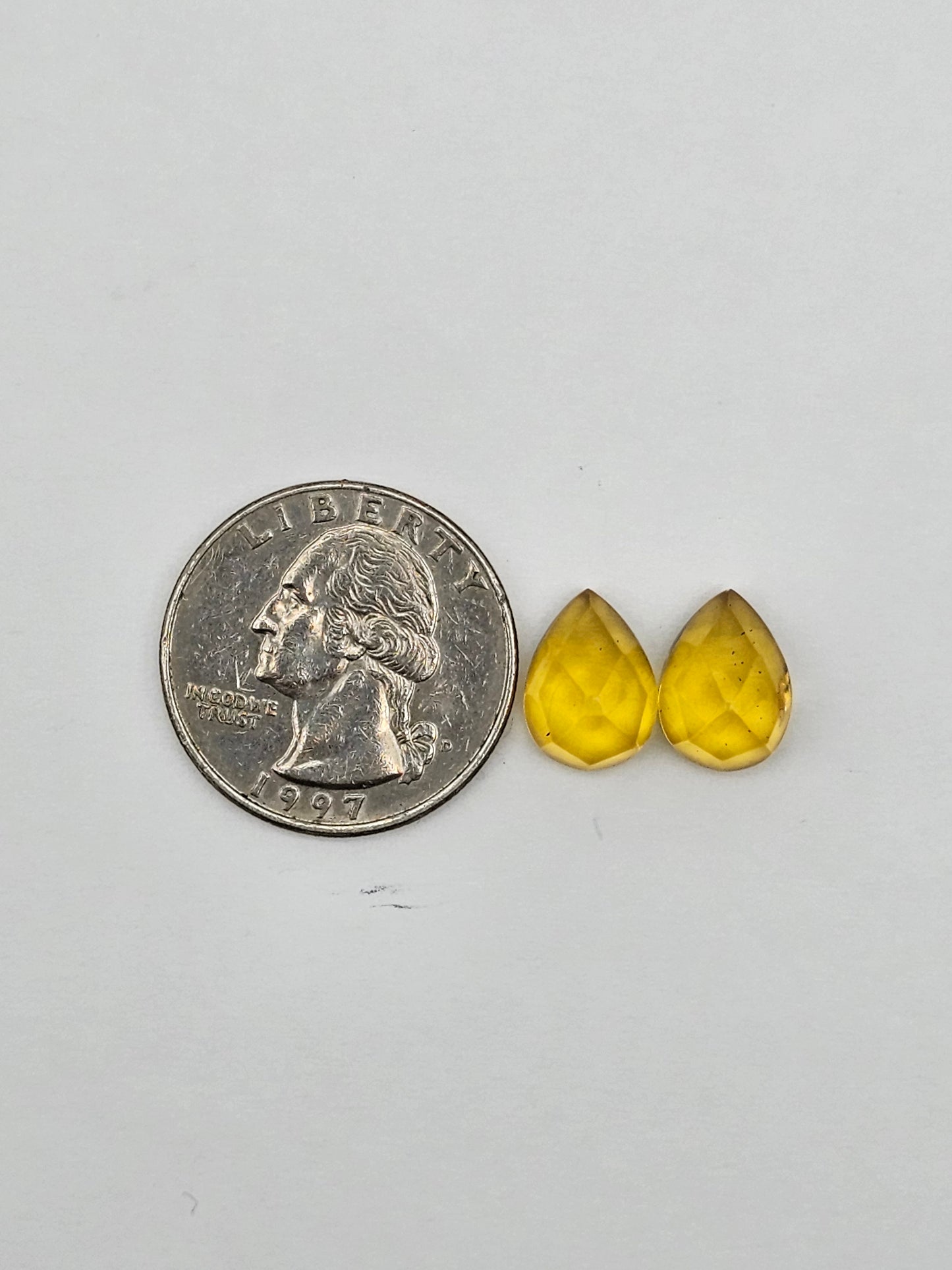 Amber faceted teardrop pair