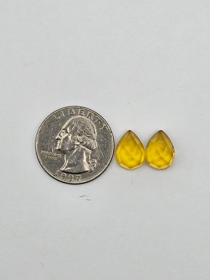 Amber faceted teardrop pair