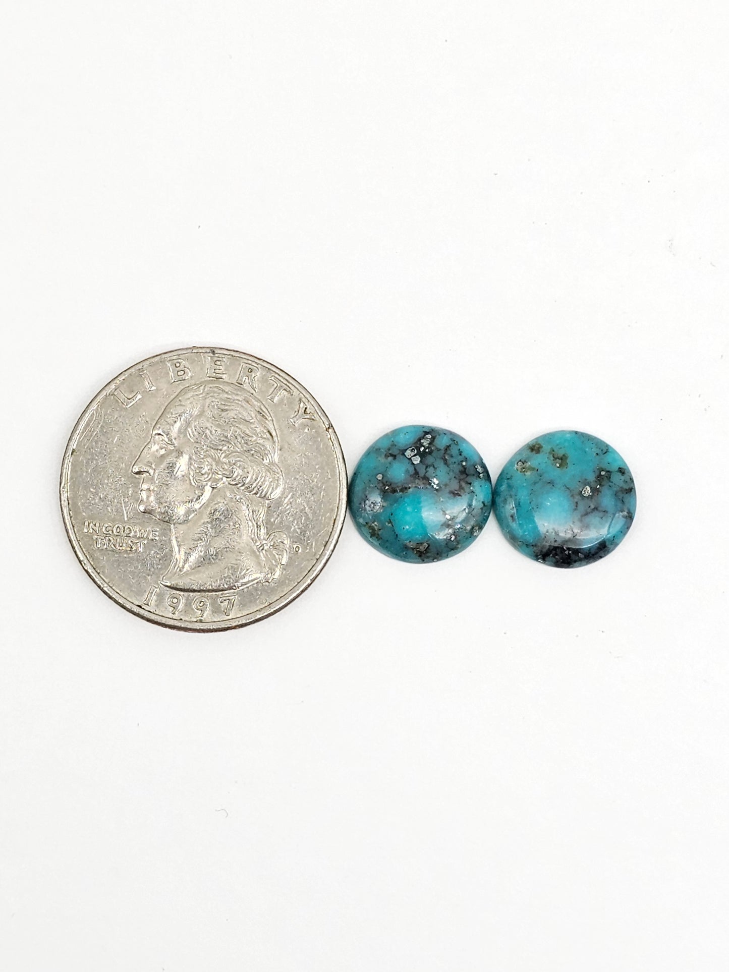 Mexican Turquoise Pair with Pyrite | Artisan Cut Gemstone