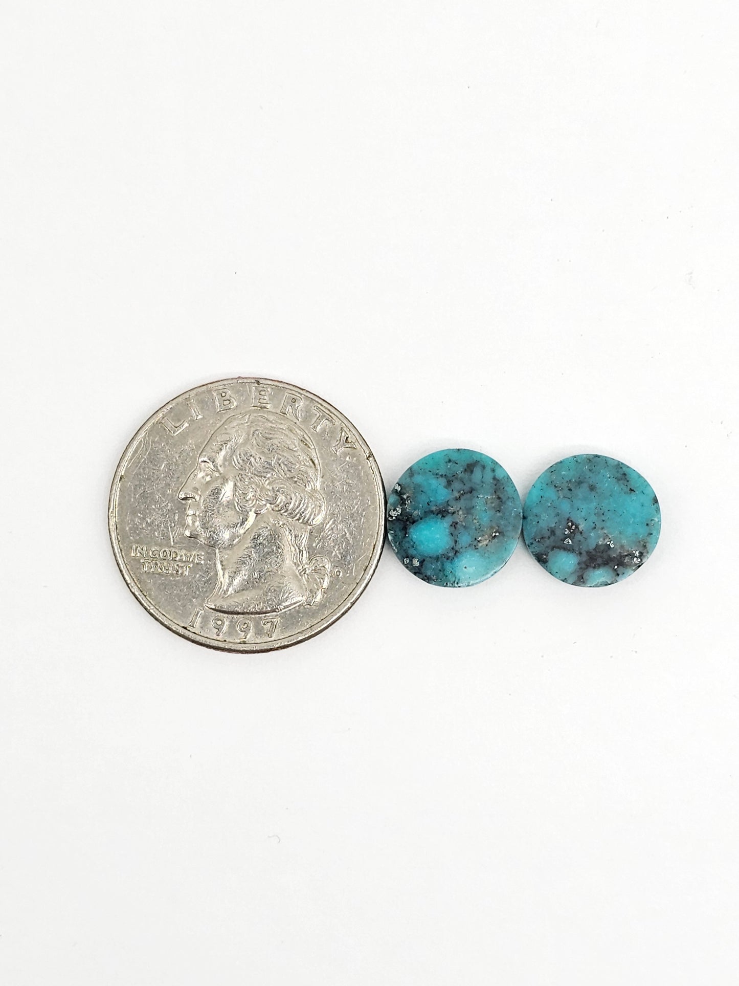 Mexican Turquoise Pair with Pyrite | Artisan Cut Gemstone