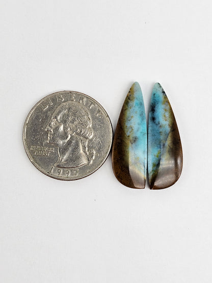 Chrysocolla Cabochon Pair