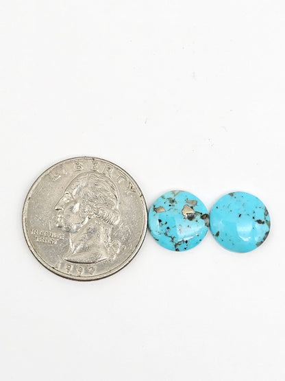 Mexican Turquoise Pair with Pyrite | Artisan Cut Gemstone