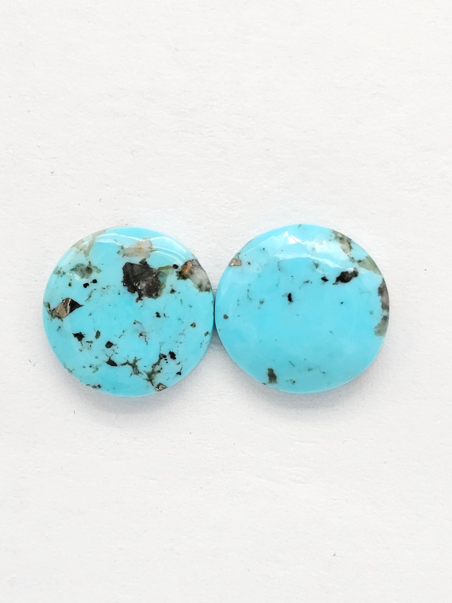 Mexican Turquoise Pair with Pyrite | Artisan Cut Gemstone