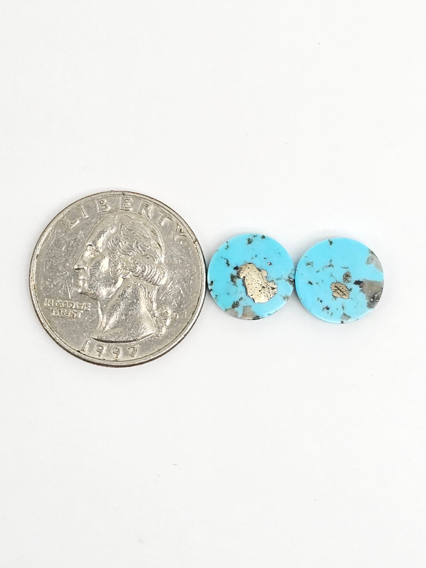 Mexican Turquoise Pair with Pyrite | Artisan Cut Gemstone