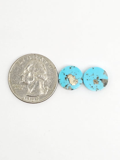 Mexican Turquoise Pair with Pyrite | Artisan Cut Gemstone