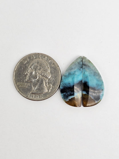 Chrysocolla Cabochon Pair
