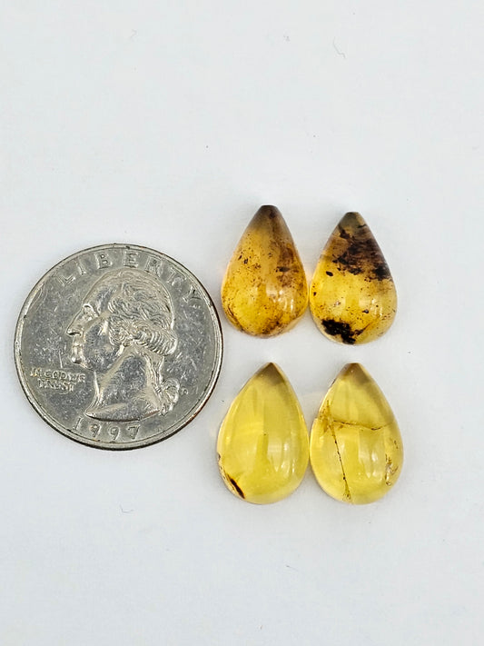 Amber authentic cabochon pair lot