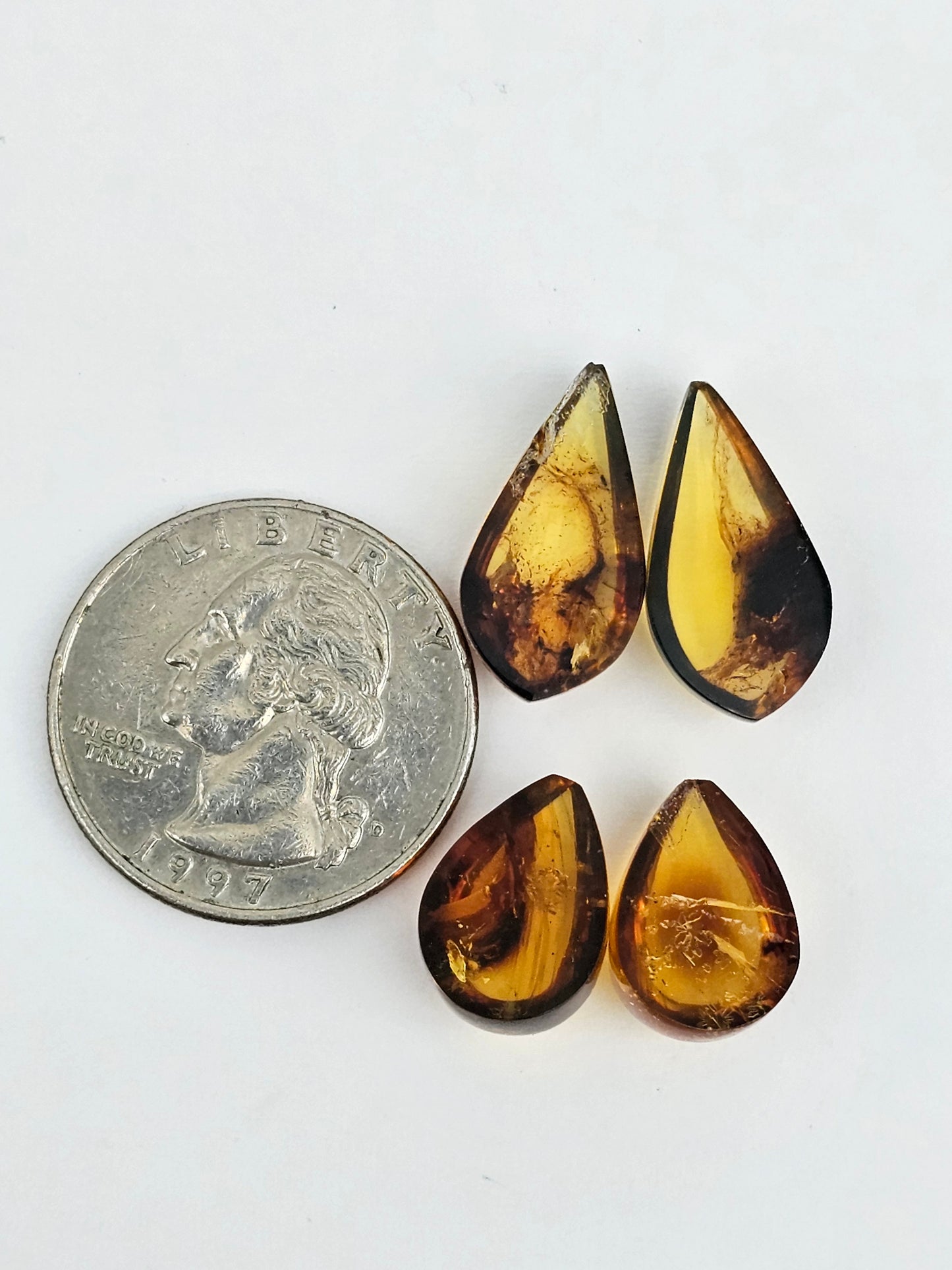Amber authentic cabochon pair lot