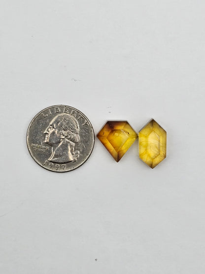 Amber half faceted set