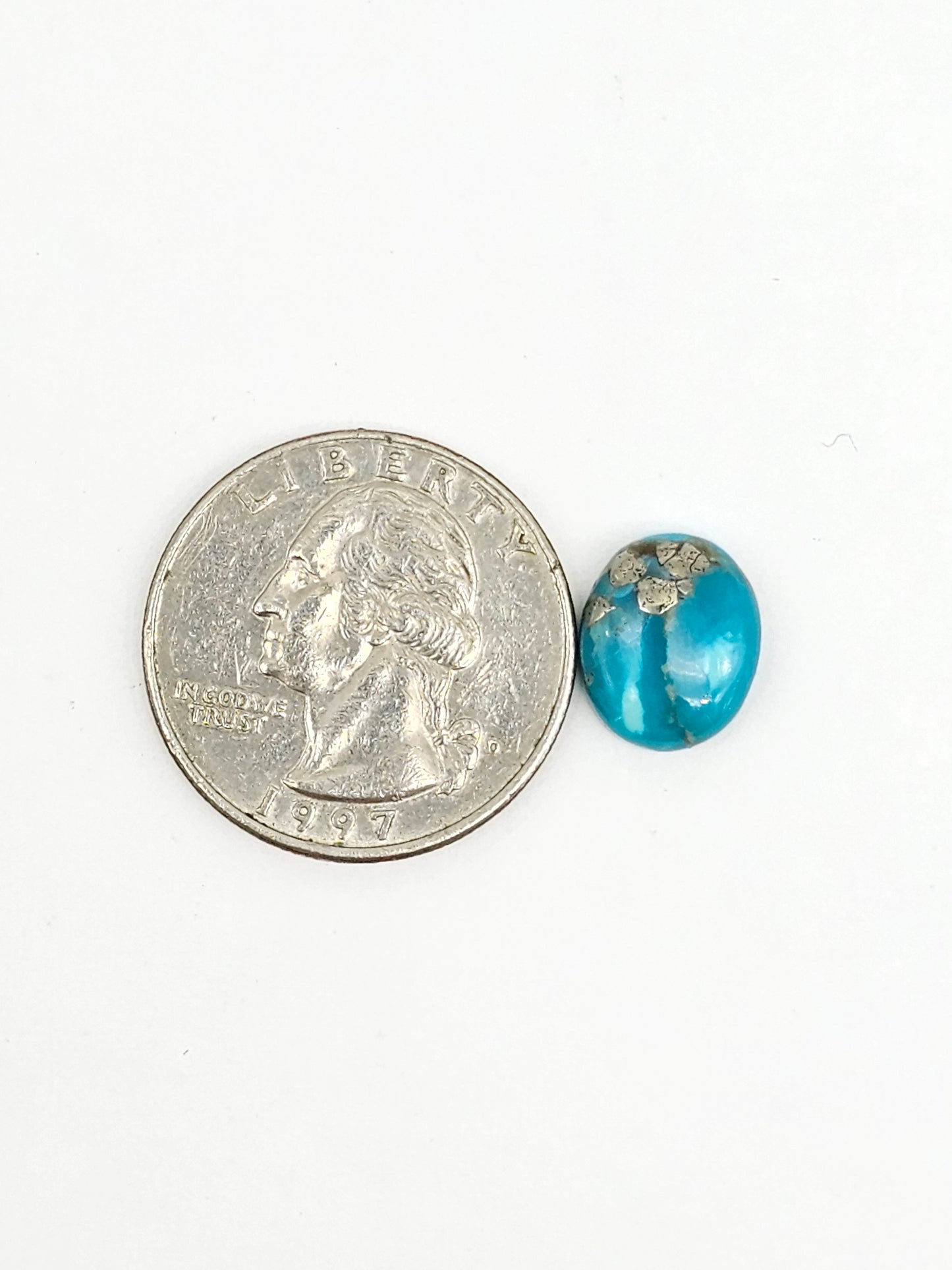 Mexican Turquoise Cabochon with Pyrite | Artisan Cut Gemstone