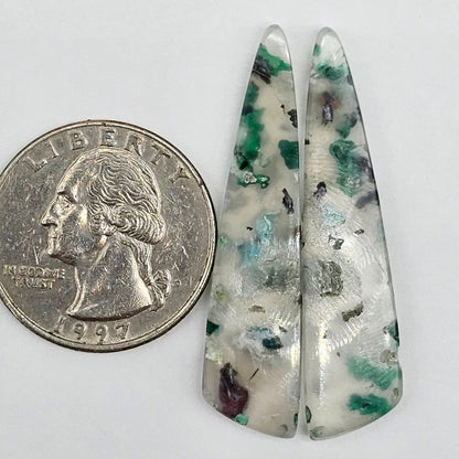 Sugar Water Flower Agate Cabochon Pair