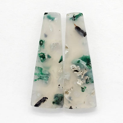 Sugar Water Flower Agate Cabochon Pair