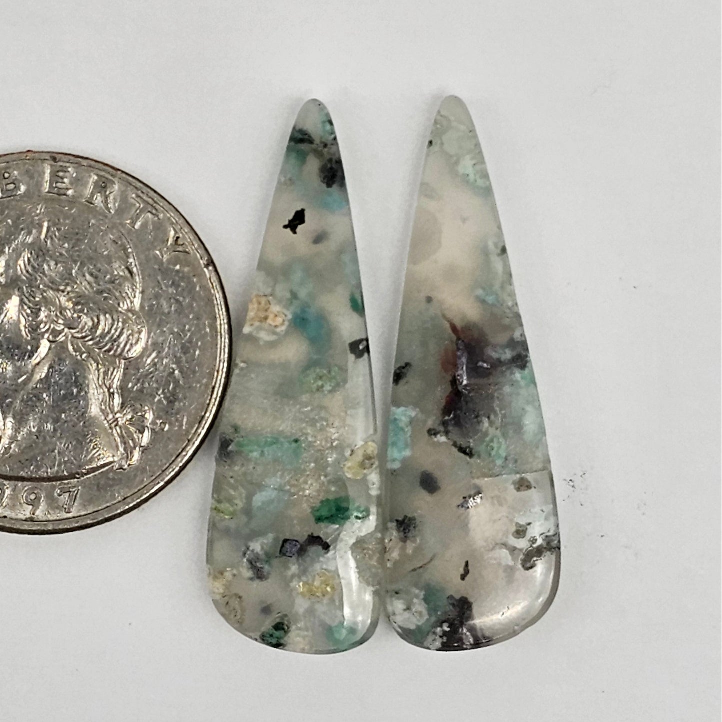 Sugar Water Flower Agate Cabochon Pair