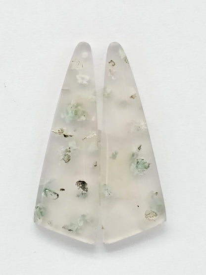 Sugar Water Flower Agate Cabochon Pair