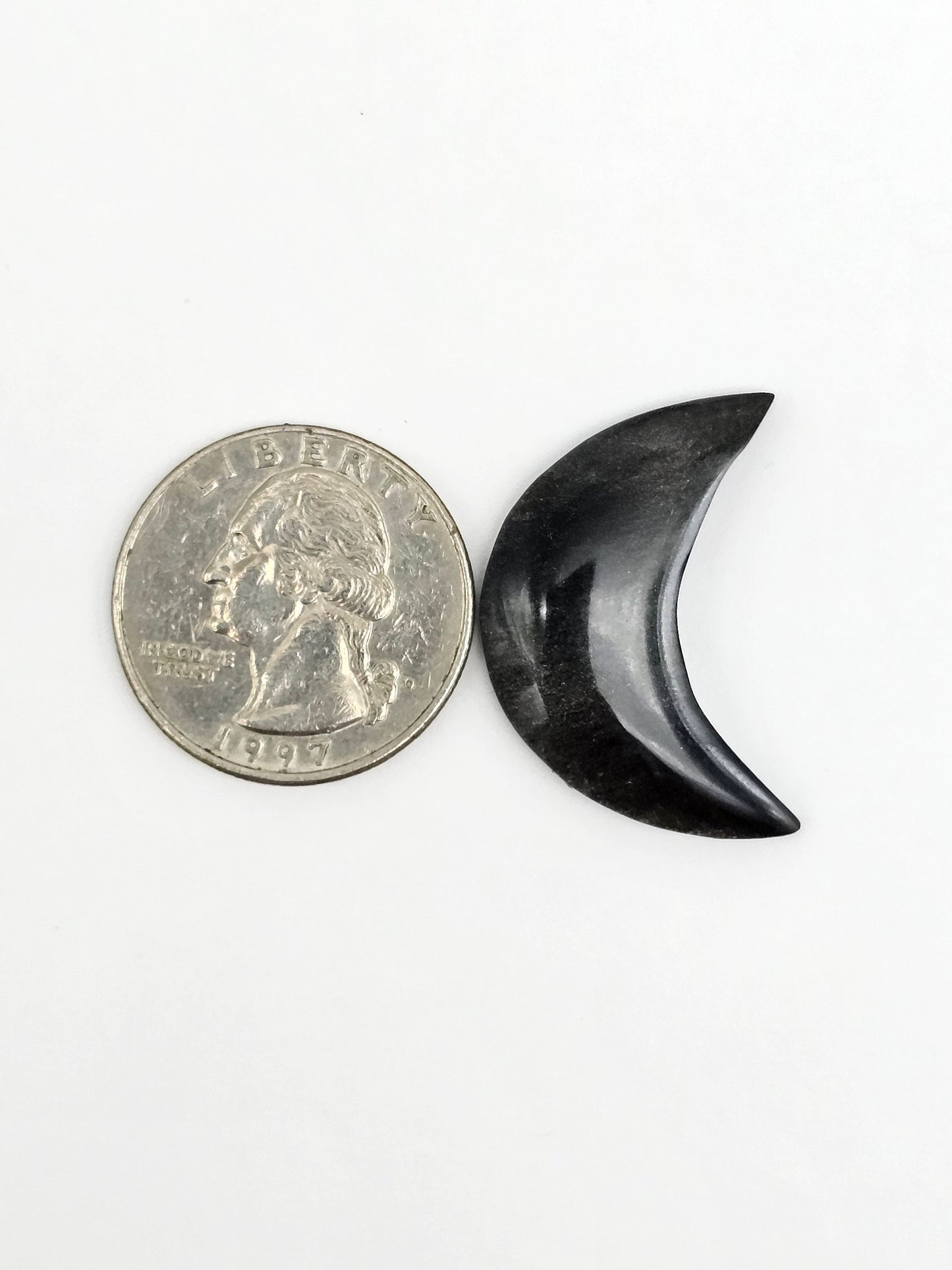 Silver Sheen Obsidian Moon Cabochon | Natural Mexican Obsidian for Metalsmiths