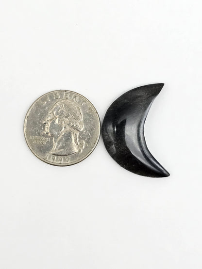 Silver Sheen Obsidian Moon Cabochon | Natural Mexican Obsidian for Metalsmiths