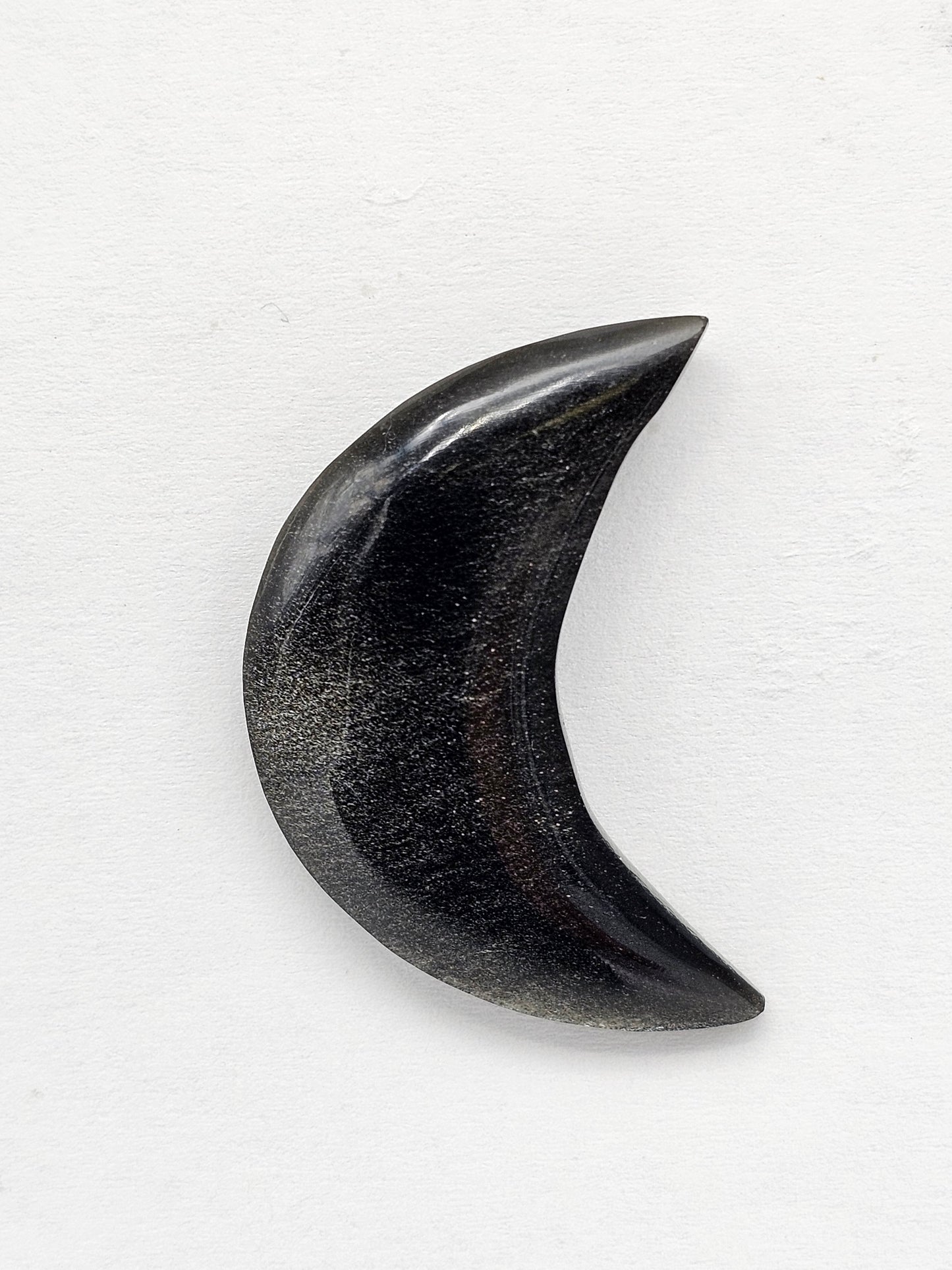 Silver Sheen Obsidian Moon Cabochon | Natural Mexican Obsidian for Metalsmiths