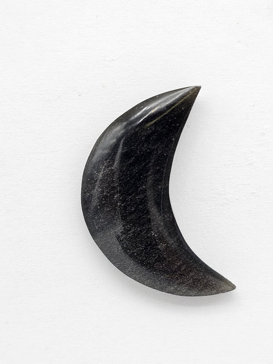 Silver Sheen Obsidian Moon Cabochon | Natural Mexican Obsidian for Metalsmiths