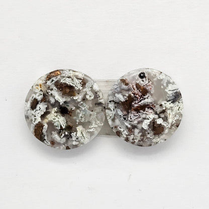 Chalcedony with Native Copper Cabochon Pair