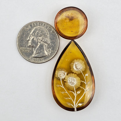 Amber authentic intaglio cabochon