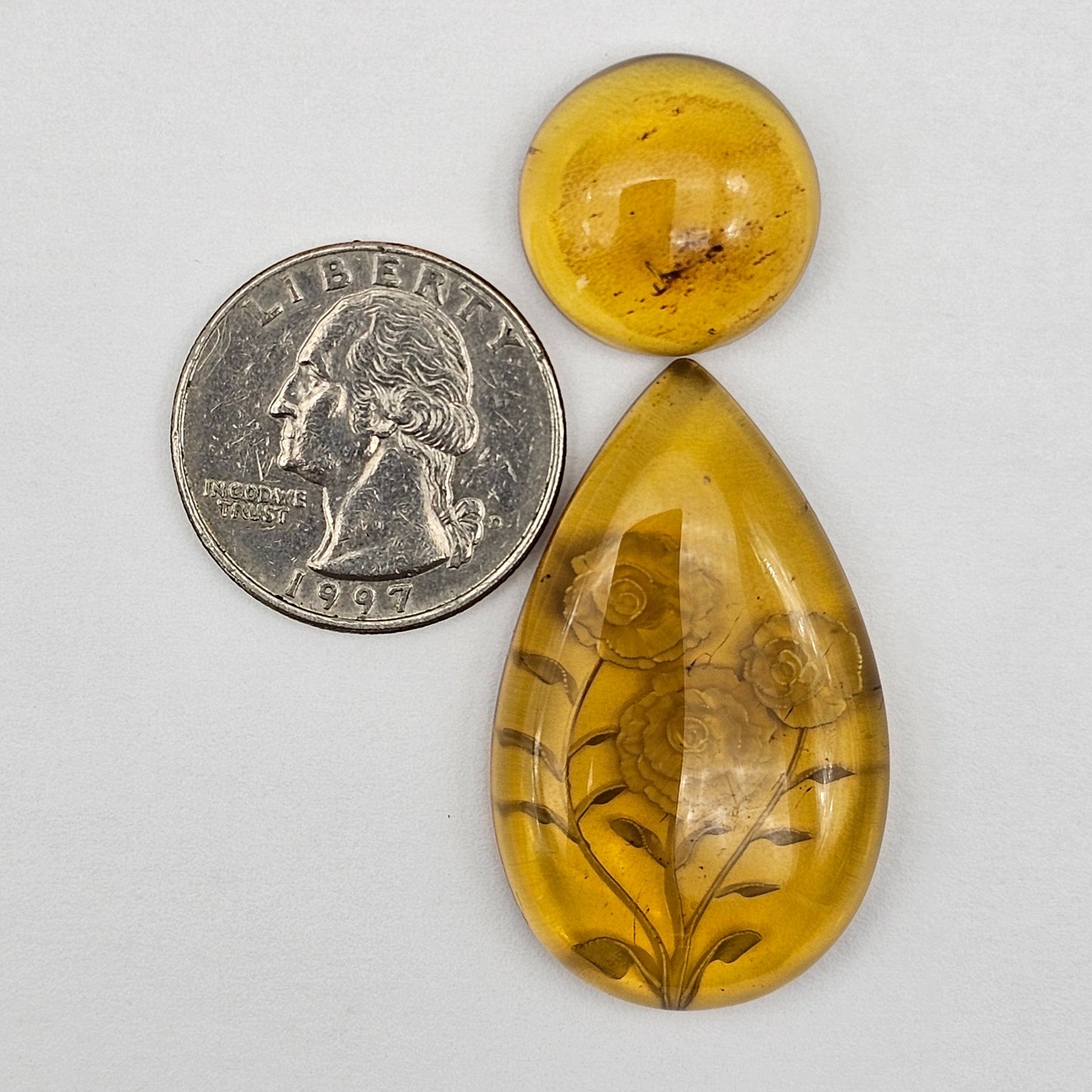 Amber authentic intaglio cabochon