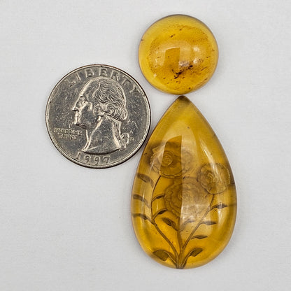 Amber authentic intaglio cabochon
