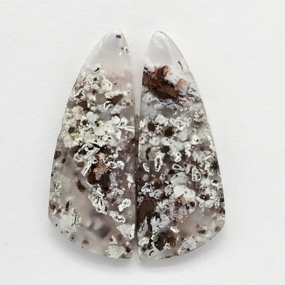 Chalcedony with Native Copper Cabochon Pair